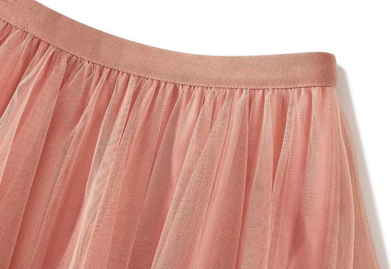Women's Tulle Skirt A-Line Midi Skirts Irregular Underskirt Ladies Elegant Layered Skirt for Wedding Party Prom