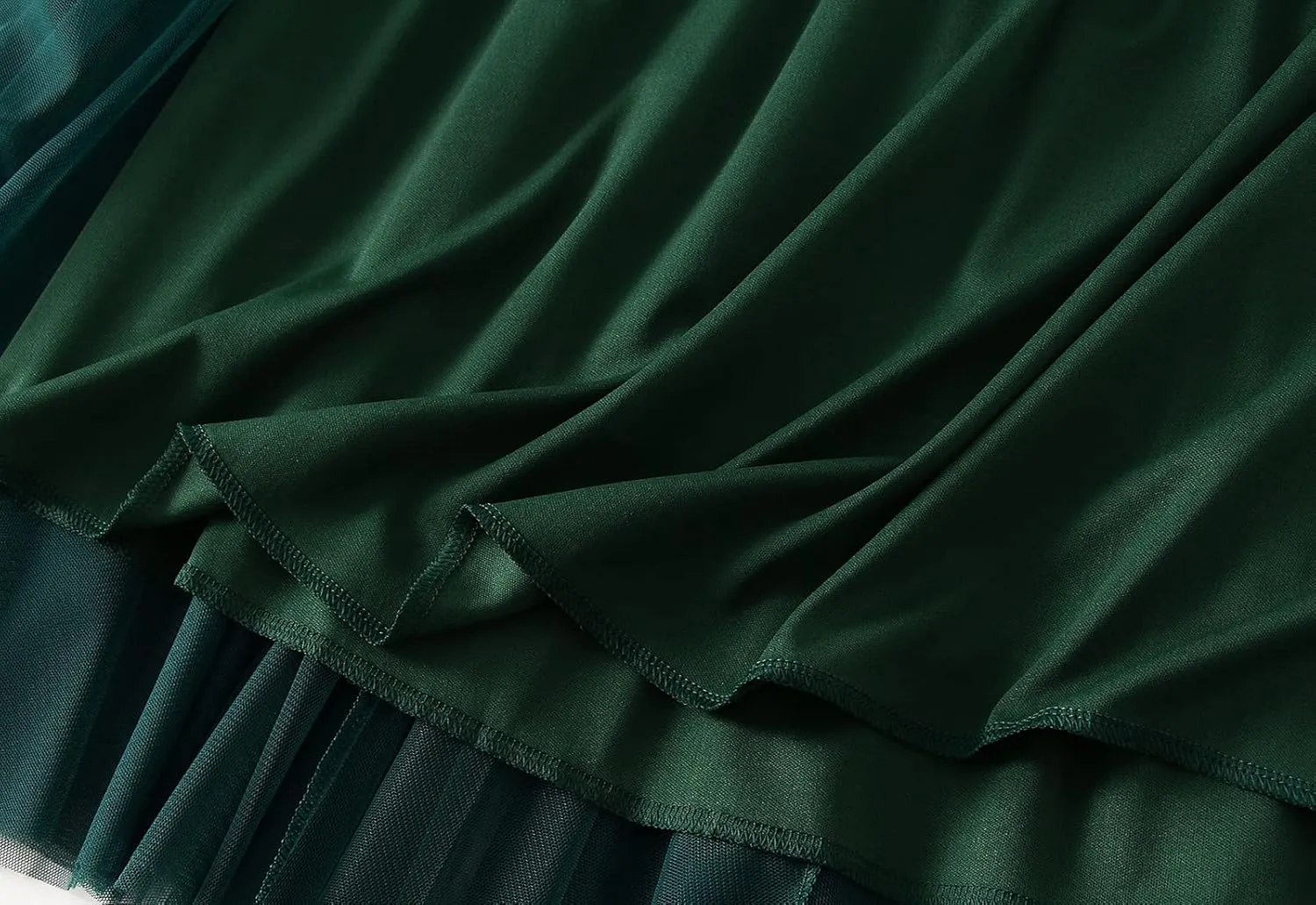 Women's Tulle Skirt Elastic High Waist Elegant Layered Pleated Mesh Flowy A-line Midi Skirt for Wedding Party