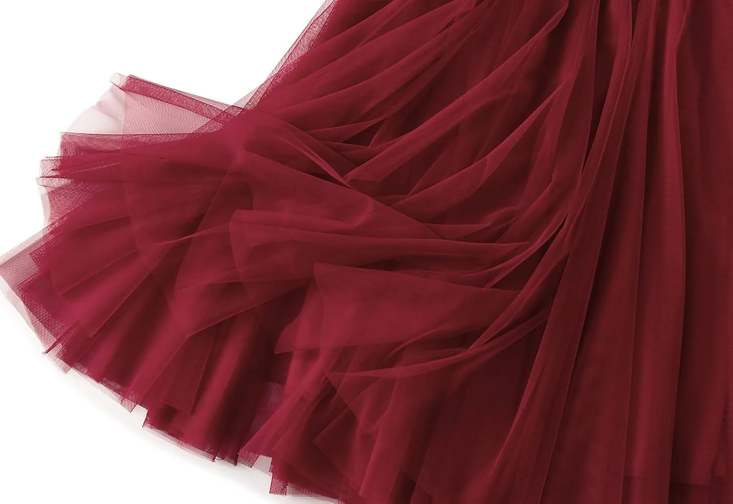 Women's Tulle Skirt Elastic High Waist Elegant Layered Pleated Mesh Flowy A-line Midi Skirt for Wedding Party