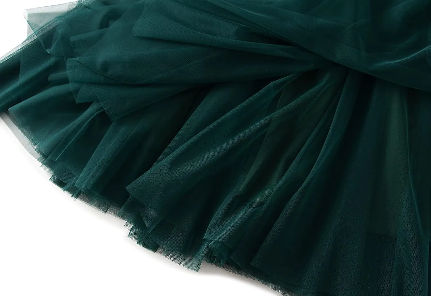Women's Tulle Skirt Elastic High Waist Elegant Layered Pleated Mesh Flowy A-line Midi Skirt for Wedding Party