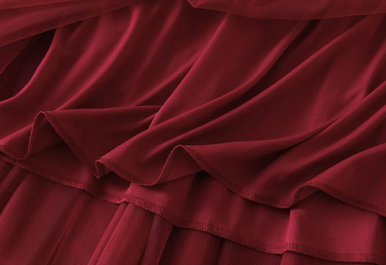 Women's Tulle Skirt Elastic High Waist Elegant Layered Pleated Mesh Flowy A-line Midi Skirt for Wedding Party