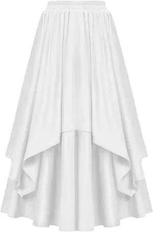 Women's Vintage Ruffle Midi Long Skirt Women's High Waisted Solid Color Long Skirt