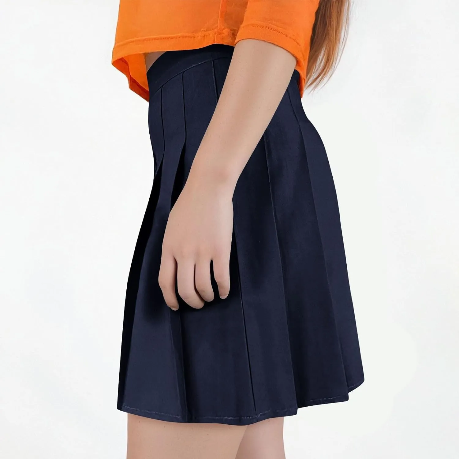 Xiaojmake Women Pleated A-Line Skirts Flowy Short Mini Basic Skirt High Waist School Uniform Tennis Cheerleader Skater Skirts