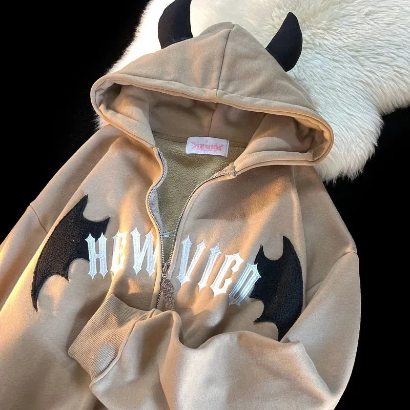 Y2k Men Spider Print Hoodies Women Hip Hop Zipper Long Sleeve Jacket Coats Autumn Winter Harajuku Casual Loose Hooded Sweatshirt