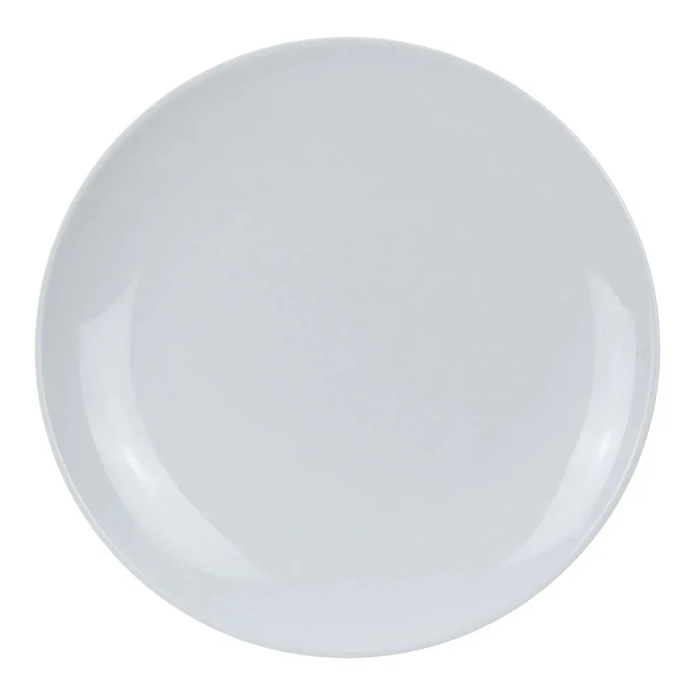 Yanco CO-112 Coupe Pattern Round Plate, 12" Diameter, Melamine, White Color, Pack of 24