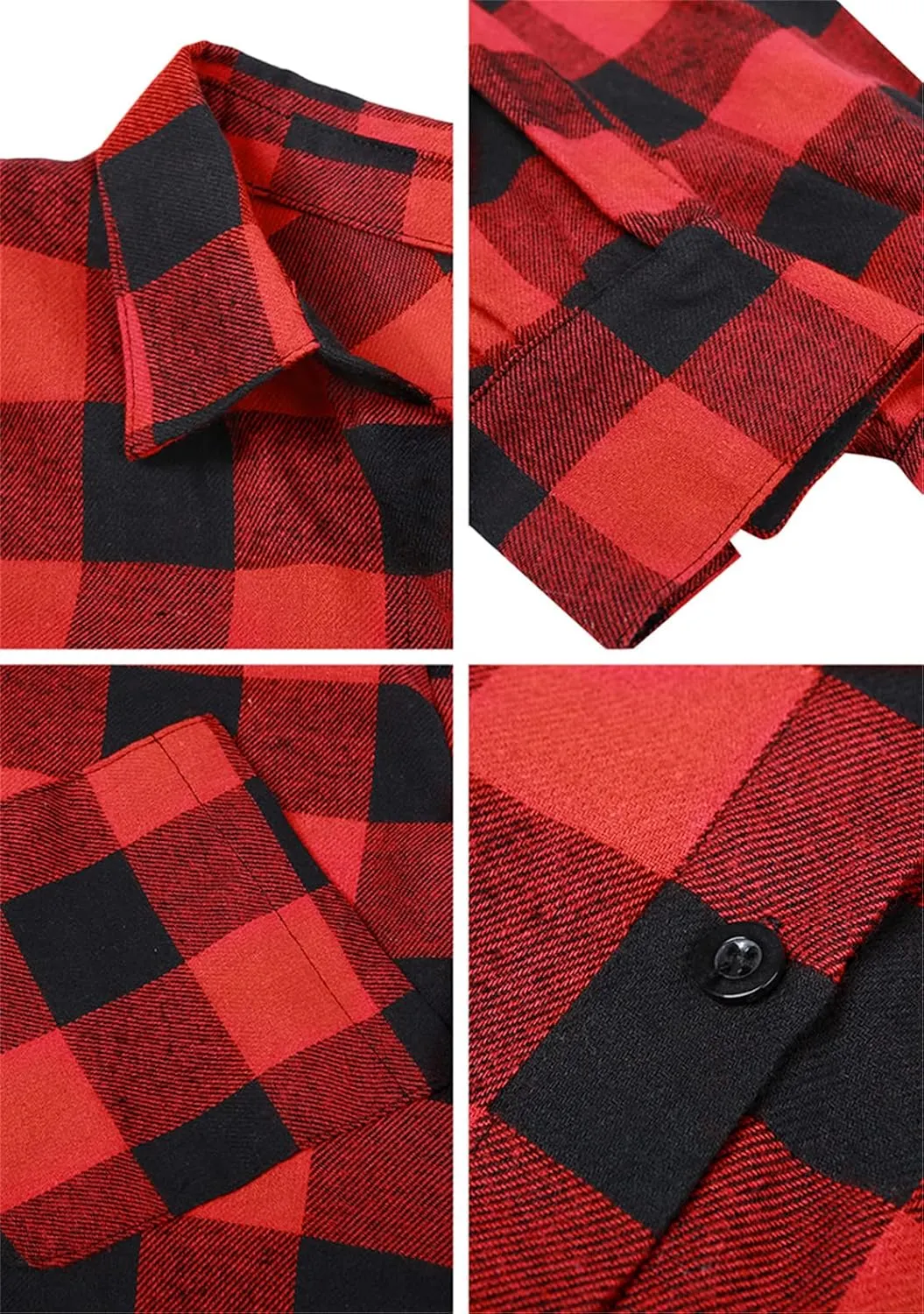 YMING Womens Plaid Checkered Dress Casual Asymmetrical Hem Shirt Midi Dress with Pockets